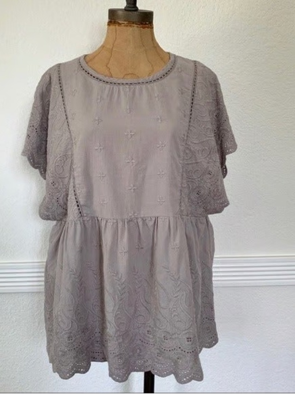 World Market Eyelet Embroidered Delores Top